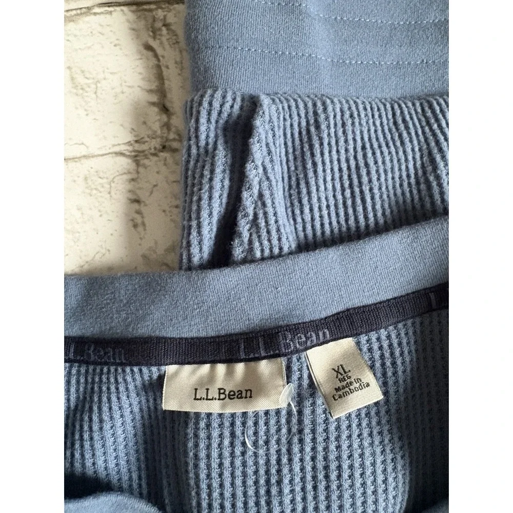 L.L.Bean Women's Soft Waffle Sleep Set Blue‎ XL Wide Leg